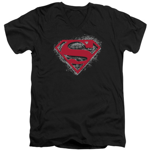 Superman Hardcore Noir Shield Adult V-Neck T-Shirt Black