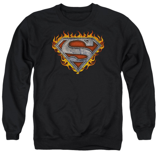 Superman Iron Fire Shield Adult Crewneck Sweatshirt Black