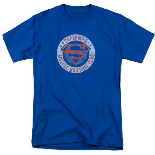 Superman Muscle Club Adult 18/1 T-Shirt Royal Blue