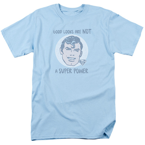 Superman Good Looks Adult 18/1 T-Shirt Light Blue