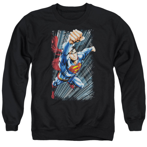 Superman Faster Than Adult Crewneck Sweatshirt Black