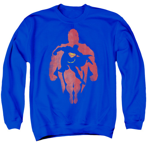 Superman Super Knockout Adult Crewneck Sweatshirt Royal Blue