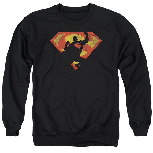 Superman S Shield Knockout Adult Crewneck Sweatshirt Black