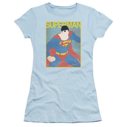 Superman Simple Sm Poster Junior Women's Sheer T-Shirt Light Blue