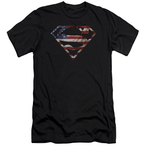 Superman Super Patriot Premuim Canvas Adult Slim Fit 30/1 T-Shirt Black