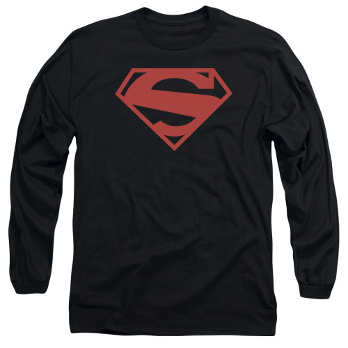 Superman 52 Red Block Adult Long Sleeve T-Shirt Black