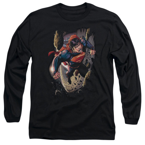 Superman Orbit Adult Long Sleeve T-Shirt Black