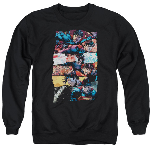 Superman Torn Collage Adult Crewneck Sweatshirt Black