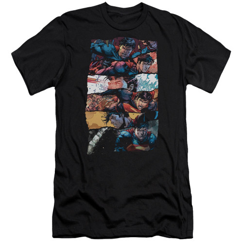 Superman Torn Collage Premium Canvas Adult Slim Fit 30/1 T-Shirt Black
