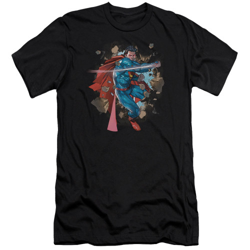 Superman Rock Breaker Premium Canvas Adult Slim Fit 30/1 T-Shirt Black
