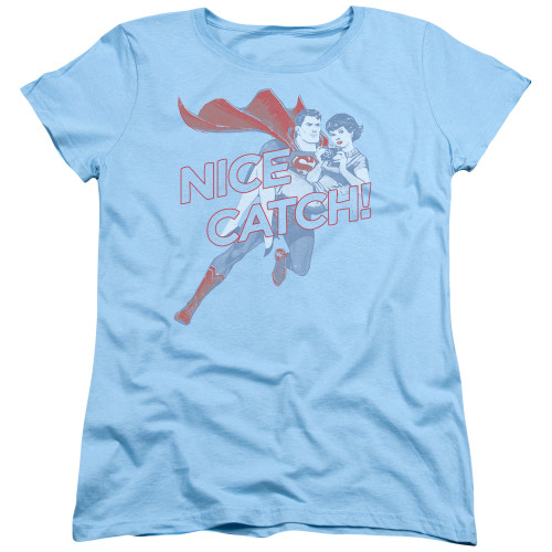 Superman Nice Catch Women's T-Shirt Light Blue