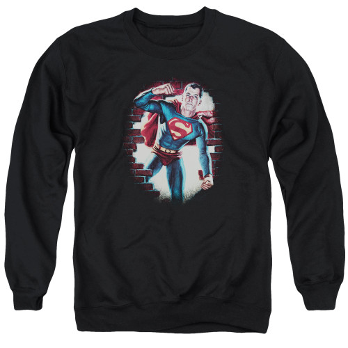 Superman Vintage Steel Adult Crewneck Sweatshirt Black