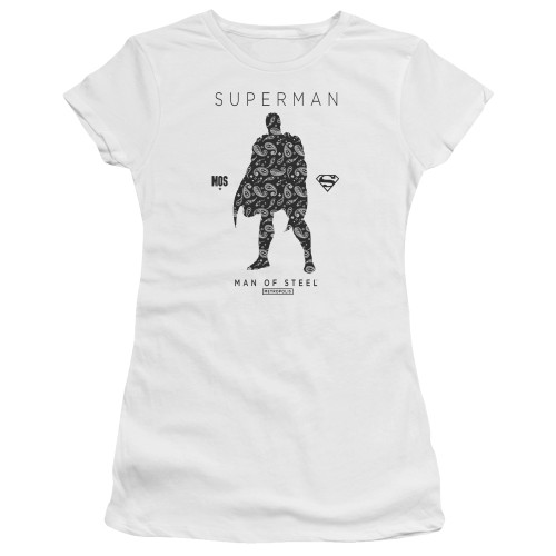 Superman Paisley Sihouette Junior Women's Sheer T-Shirt White