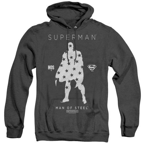 Superman Star Silhouette Adult Heather Hoodie Sweatshirt Black