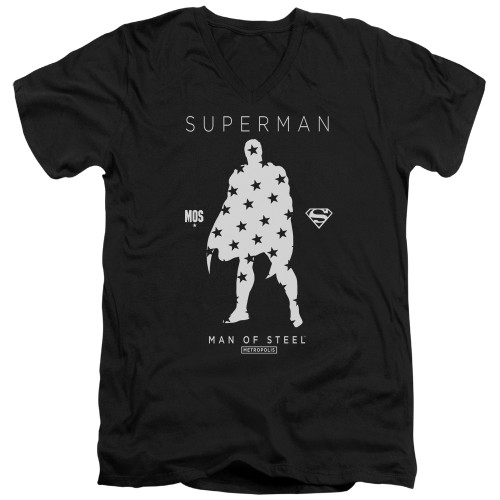 Superman Star Silhouette Adult V-Neck T-Shirt Black