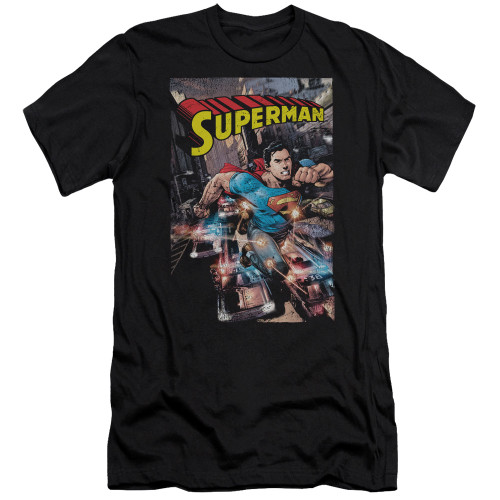 Superman Action One Adult 30/1 T-Shirt Black