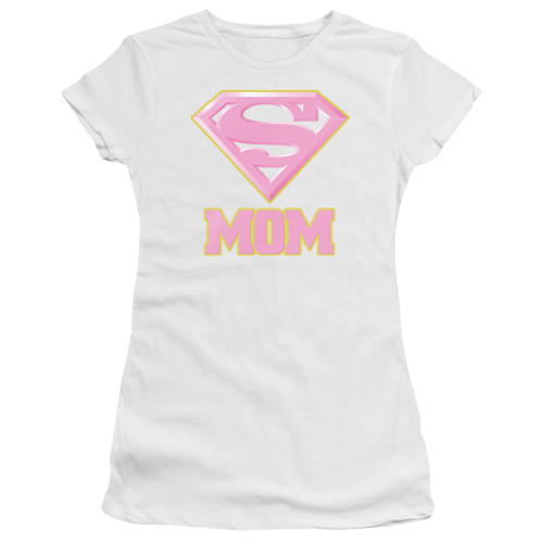 Superman Super Mom Pink Junior Women's Sheer T-Shirt White