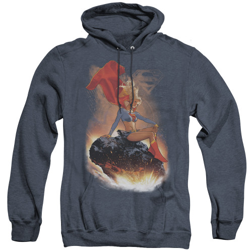 Superman Ride It Out Adult Heather Hoodie Sweatshirt Navy