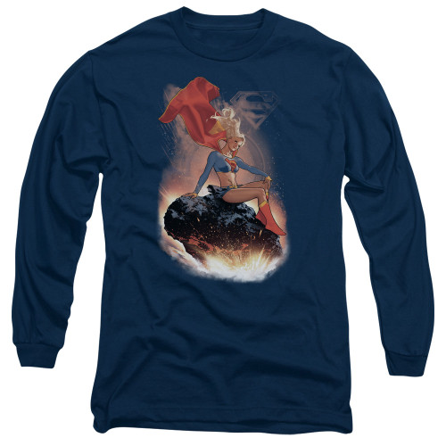 Superman Ride It Out Adult Long Sleeve T-Shirt Navy