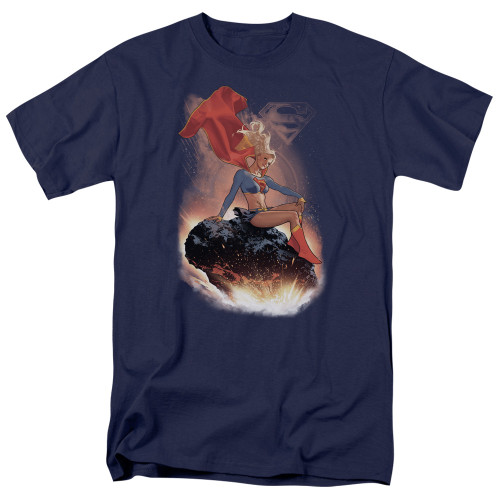 Superman Ride It Out Adult 18/1 T-Shirt Navy