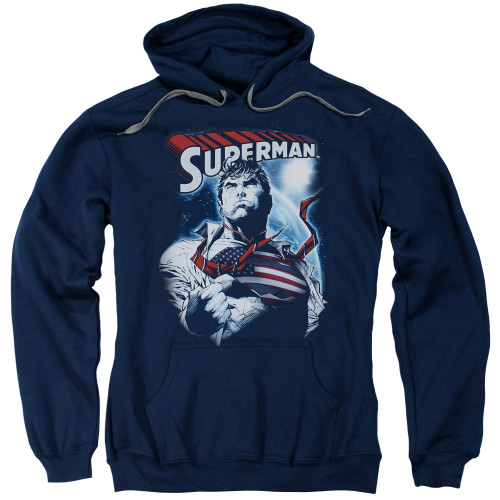 Superman Honor And Protect Adult Pullover Hoodie Sweatshirt Navy