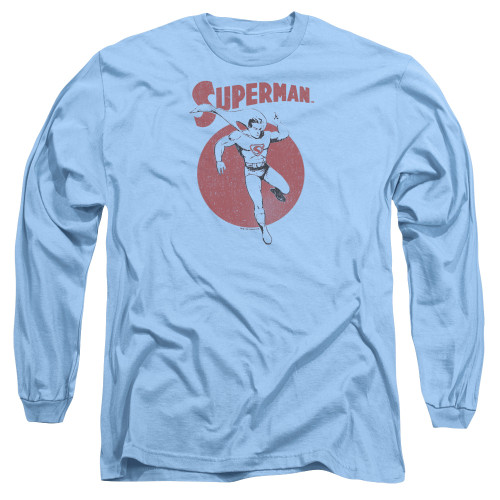Superman Vintage Sphere Adult Long Sleeve T-Shirt Carolina Blue
