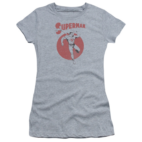 Superman Vintage Sphere Junior Women's Sheer T-Shirt Athletic Heather
