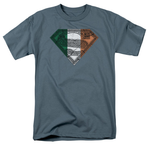 Superman Irish Celtic Symbol Adult 18/1 T-Shirt Slate
