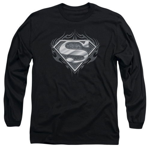 Superman Biker Metal Adult Long Sleeve T-Shirt Black