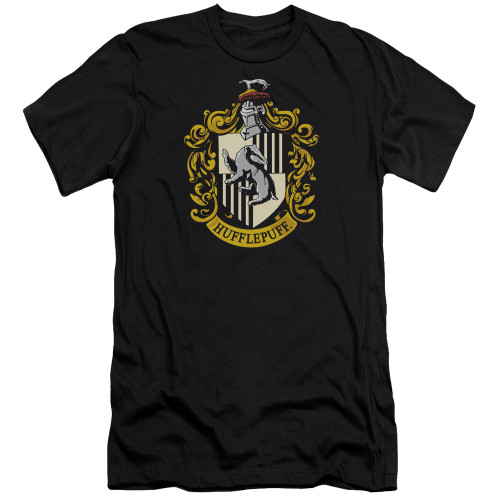 Harry Potter Hufflepuff Crest Premium Adult 30/1 T-Shirt Black