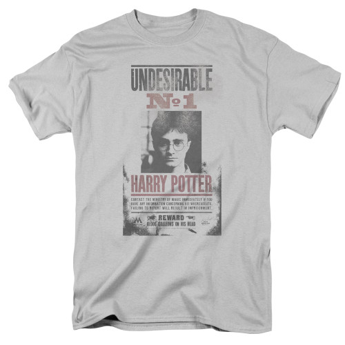 Harry Potter Undesirable No1 Distressed Adult 18/1 T-Shirt Silver Harry Potter Undesirable No1 Distressed Adult 18/1 T-Shirt Silver
