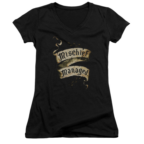 Harry Potter Mischief Managed Junior Women's V-Neck T-Shirt Black