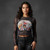 Queen Women's Long Sleeve Mesh Crop Top Shirt A Day At The Races (Black) (Front & Back)