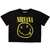 Nirvana Women's Crop Top Shirt Yellow Happy Face (Black)