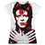 David Bowie Piercing Gaze (Front/Back Print) Junior Women's Sublimated Crew T-Shirt White