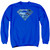 Superman On Ice Shield Adult Crewneck Sweatshirt Royal Blue