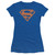 Superman Blue And Orange Shield Junior Women's Sheer T-Shirt Royal Blue