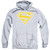 Superman Lt Orange And White Shield Adult Pullover Hoodie Sweatshirt Athletic Heather