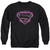 Superman Fuchsia Flames Adult Crewneck Sweatshirt Black Classic
