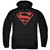 Superman Red On Black Shield Adult Pullover Hoodie Sweatshirt Black