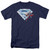 Superman Superman And Crystal Logo Adult 18/1 T-Shirt Navy