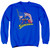 Superman American Flag Adult Crewneck Sweatshirt Royal Blue