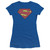 Superman New 52 Shield Classic Junior Women's Sheer T-Shirt Royal Blue