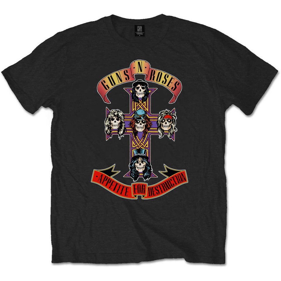 Guns N' Roses Slash '85 T-Shirt - Official Grey Band Tee With Classic Logo