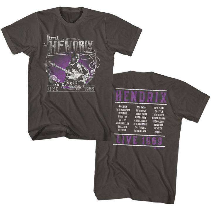 Jimi Hendrix Live 1969 Smoke Adult T-Shirt