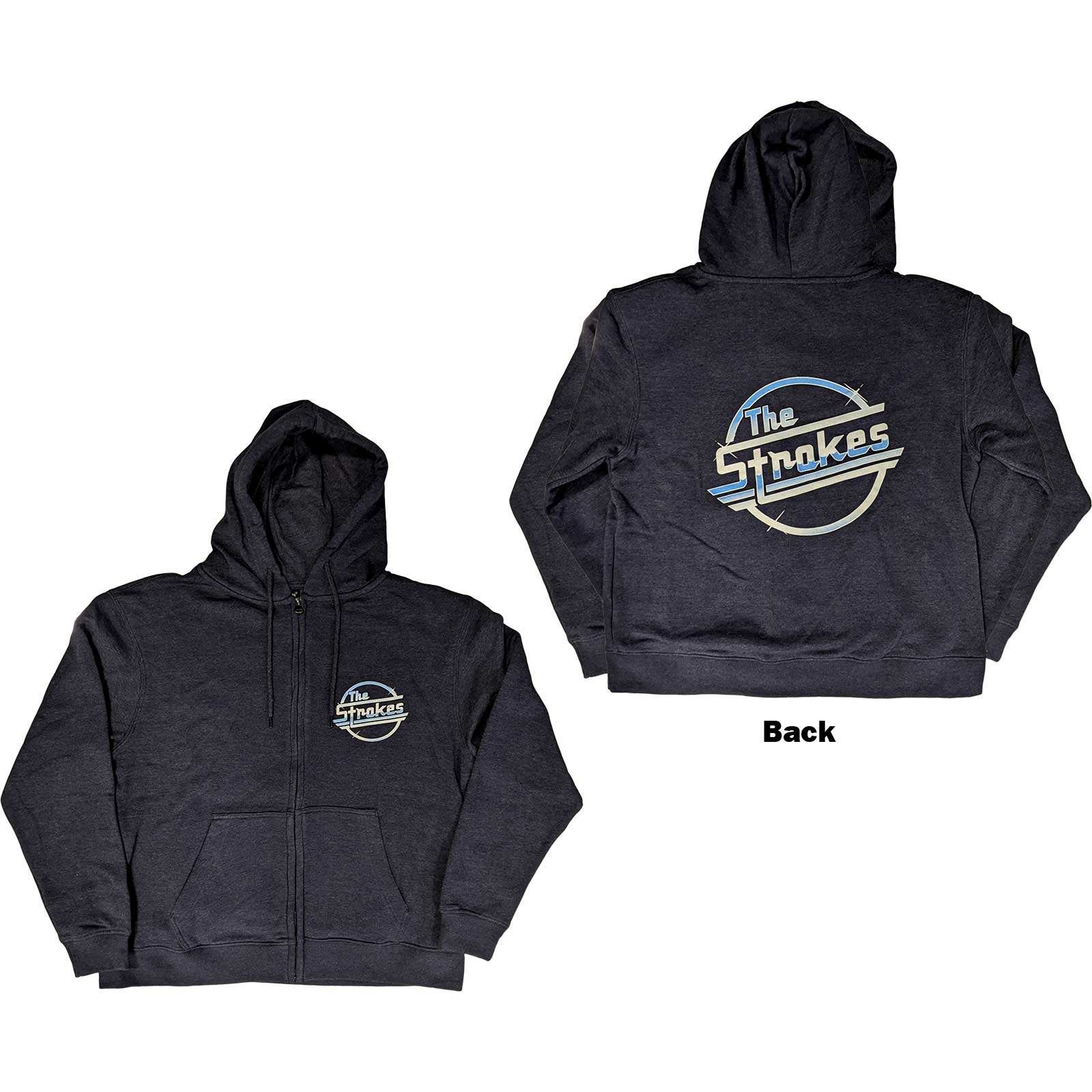 The Strokes バンド　パーカー　黒　Lサイズ The Strokes Unisex Zipped Hoodie Sweatshirt OG Magna (Back Print)
