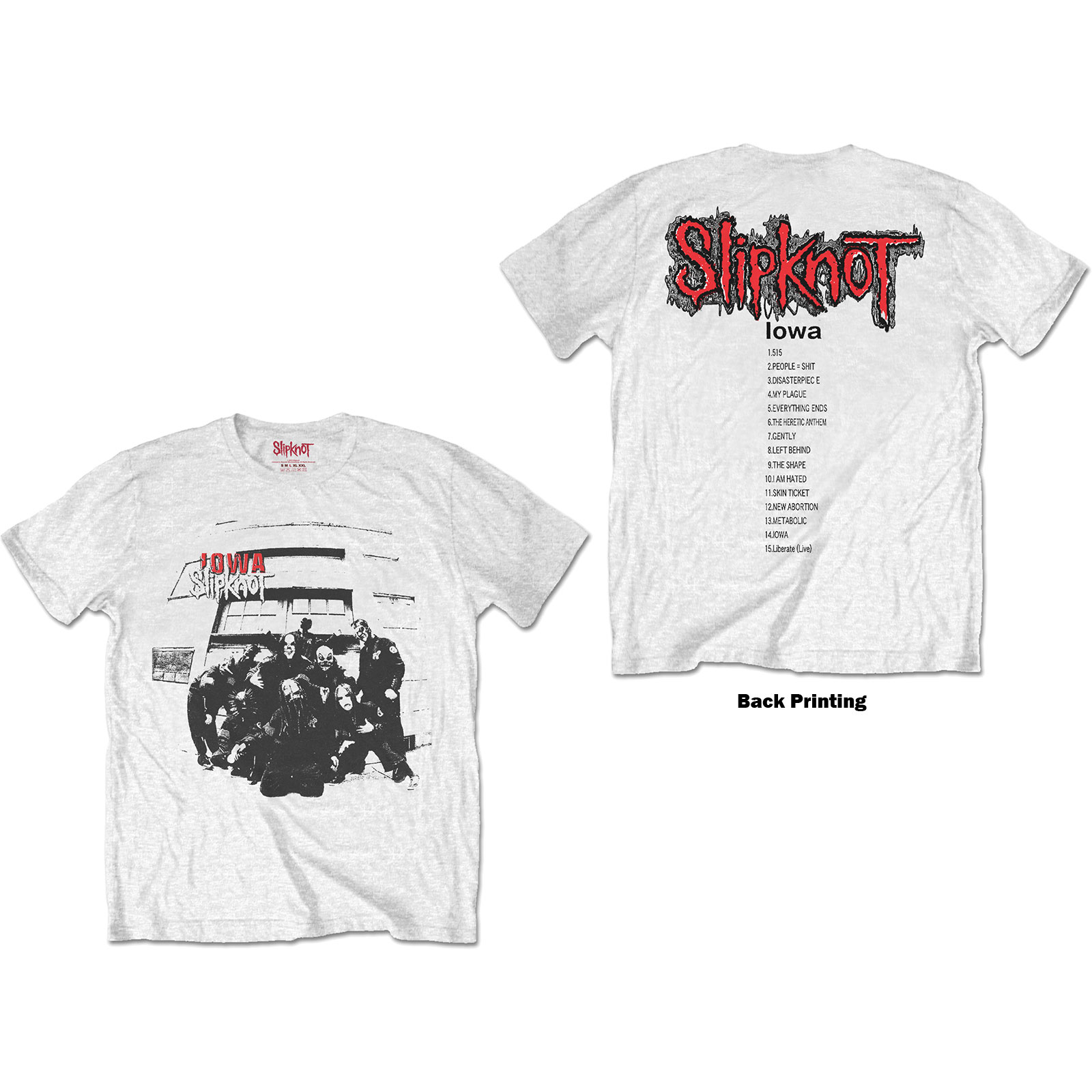 Slipknot Unisex T-Shirt Iowa Track List (Back Print)