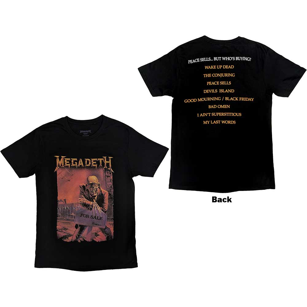Megadeth Unisex T-Shirt Peace Sells Album Cover (Back Print)