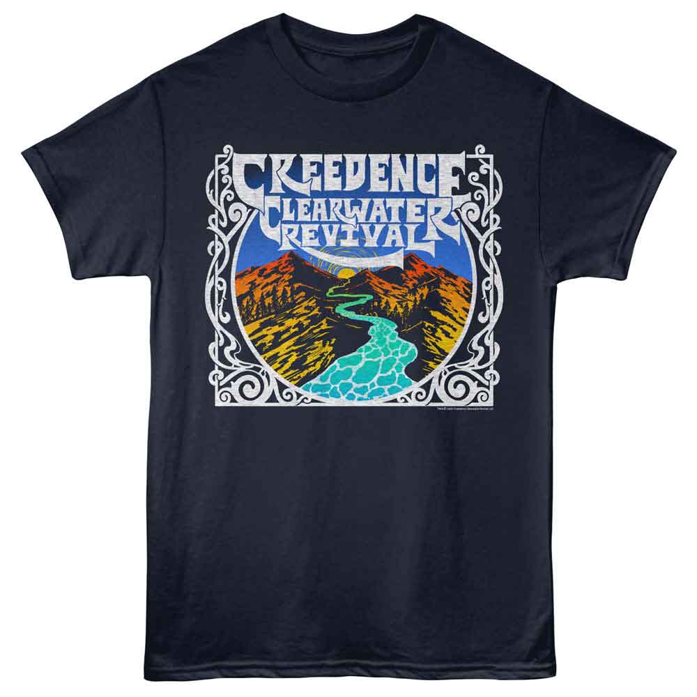 Creedence Clearwater Revival Mountains And River Navy T-Shirt