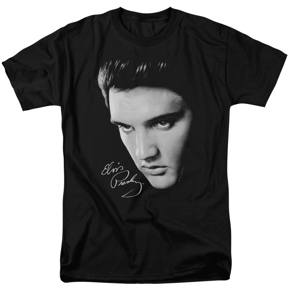 Elvis Presley Face Adult 18/1 T-Shirt Black